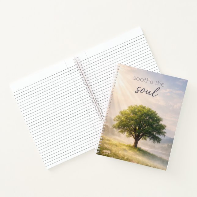 Grüner Sommerbaum mit Zitat Notizbuch (Innenseite)