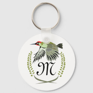 Grüner Specker im Flug Monogram Schlüsselanhänger