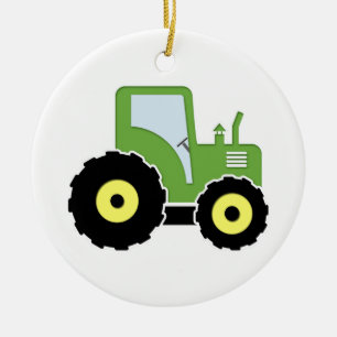 Grüner Spielzeugtraktor Keramik Ornament