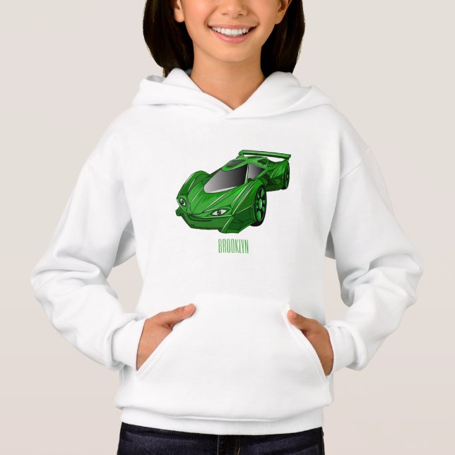 Grüner Sportwagen mit Luftfolie Hoodie (Vorderseite)