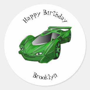 Grüner Sportwagen mit Luftfolie Runder Aufkleber