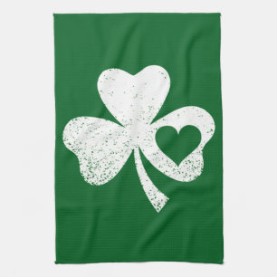 Grüner St. Patricks Day Irischer Patty's Herz Sham Geschirrtuch
