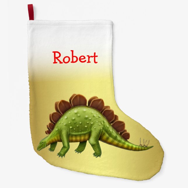 Grüner Stegosaurus-Dinosaurier-WeihnachtsStrumpf Großer Weihnachtsstrumpf (Vorderseite)