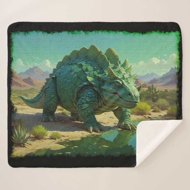 Grüner Stegosaurus und Wüstenpool Sherpadecke (Vorderseite (Horizontal))