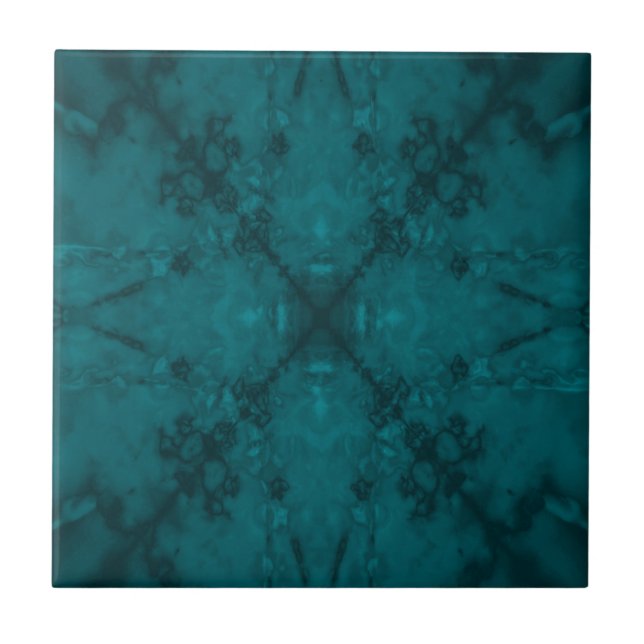 Grüner Stern Kaleidoskop-Muster Fliese (Vorderseite)