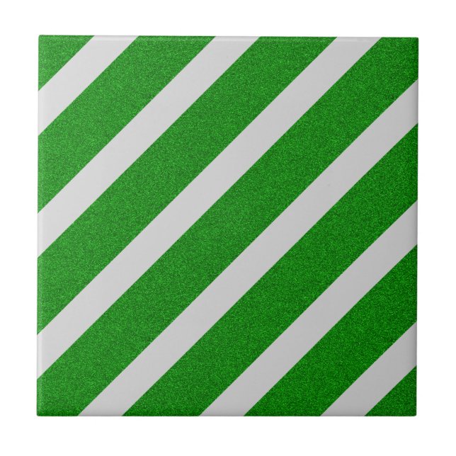 Grüner Streifen Glitter Fliese (Vorderseite)