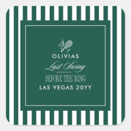 Grüner Streifen Tennis Modern Chic Hennparty Gesch Quadratischer Aufkleber