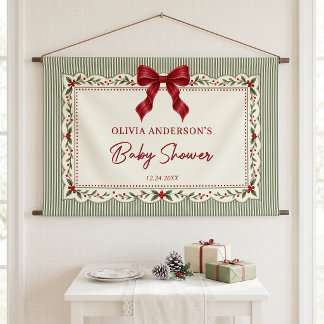 Grüner Streifen Winter Weihnachten Thema Baby Show Banner