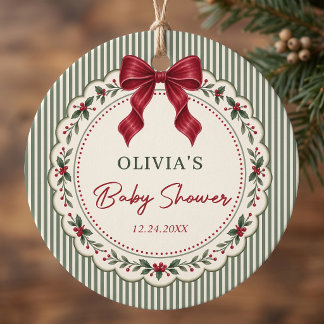 Grüner Streifen Winter Weihnachten Thema Baby Show Geschenkanhänger