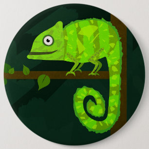 Grüner süßer Chamäleon Button