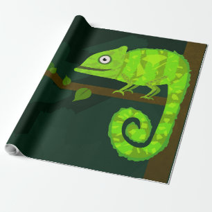 Grüner süßer Chamäleon Geschenkpapier