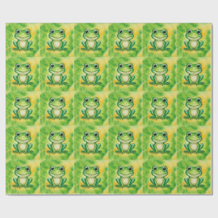 Grüner süßer Frosch Geschenkpapier