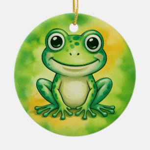 Grüner süßer Frosch Keramik Ornament