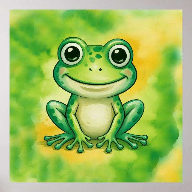 Grüner süßer Frosch Poster (Vorne)