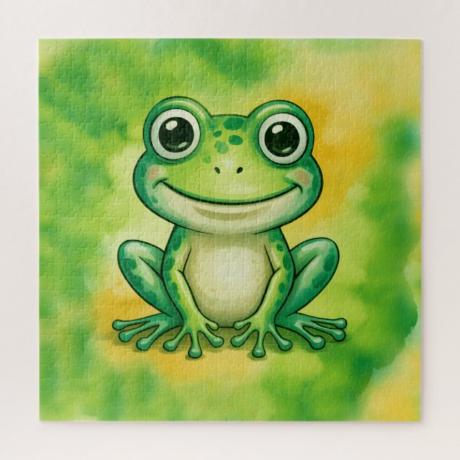 Grüner süßer Frosch Puzzle (Vertikal)