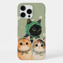 Grüner süßer Katzen-Handyhülle Kawaii Kätzchen Äst iPhone 16 Pro Max Hülle
