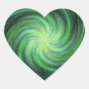 Grüner Swirl Herz-Aufkleber