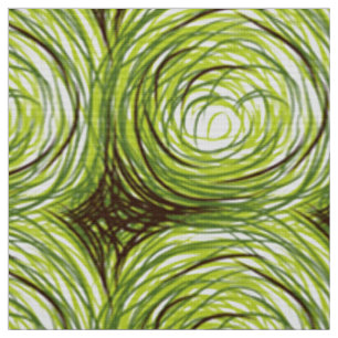 Grüner Swirl Red Poppy Textile Print Stoff