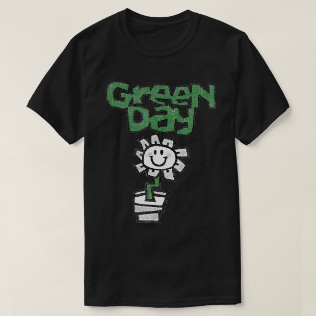 Grüner Tag Blume Pot T - Shirt (Design vorne)