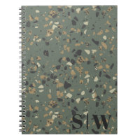 Grüner Tan Terrazzo Initials Monogram N