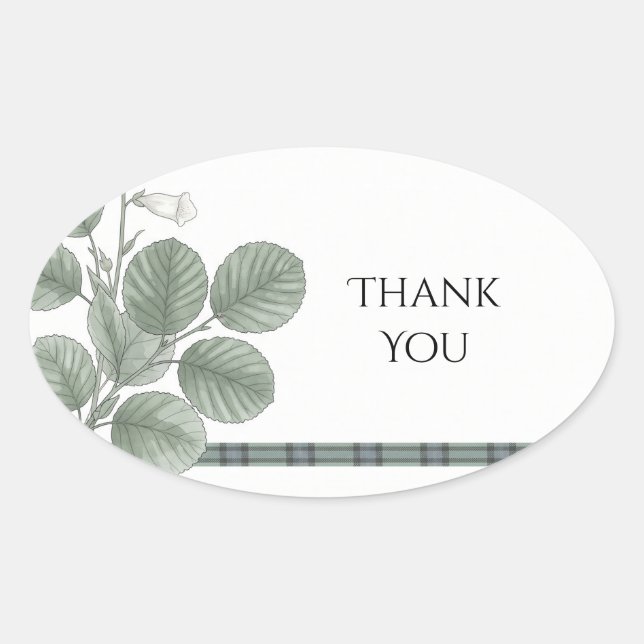 Grüner Tartan-Blatt Hochzeit Danke Aufkleber (Vorderseite)