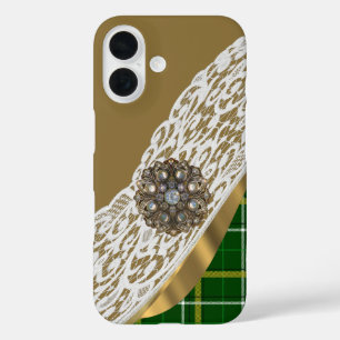 Grüner Tartan karierte Spitze iPhone 16 Hülle