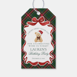 Grüner Tartan Karo Weihnachtsbär Geburtstagsgesche Geschenkanhänger