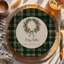 Grüner Tartan-Weihnachtskranz