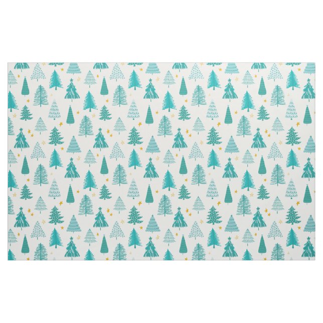 Grüner Teal Winterwald Weihnachtsbaum Stoff (Fat Quarter (45,7 x 55,9 cm))