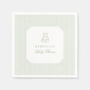 Grüner Teddy Bär Preppy Elegant Baby Dusche Serviette