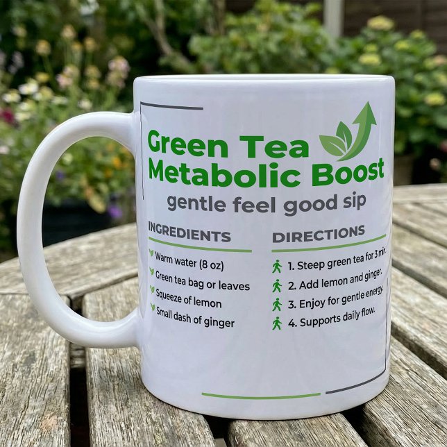 Grüner Tee-Zitronen-Ingwer-Ziehzeit-Anleitung Kaffeetasse (Von Creator hochgeladen)