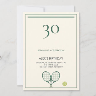 Grüner Tennisclub Cream Meilengeburtstag Einladung