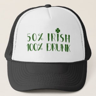 Grüner Text Design 50% Irisch 100% Betrunken Truckerkappe