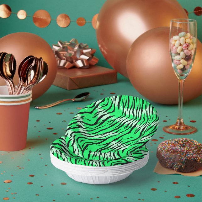 Grüner Tiger Tierhaut Muster Design  Pappteller (Multi)