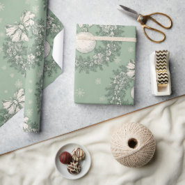 Grüner Toile-Weihnachts-Kranzmuster Geschenkpapier