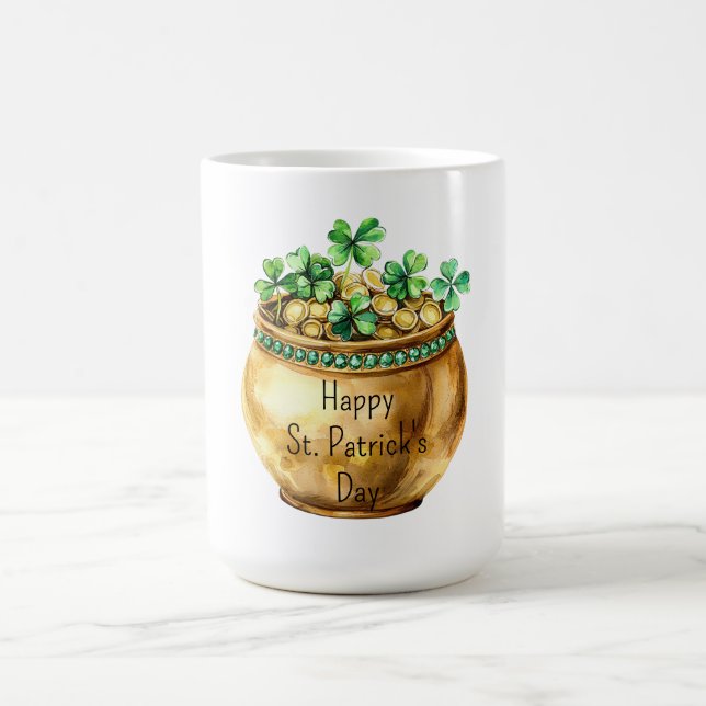 Grüner Topf mit Gold Shamrocks St. Patrick's Day   Kaffeetasse (Mittel)
