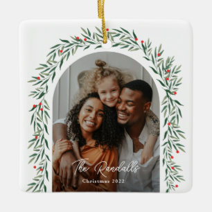 Grüner Torbogen Moderne Schrift Foto Weihnachten Keramikornament