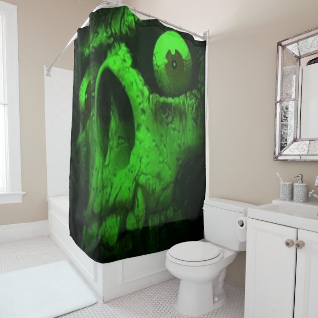 Grüner Totenkopf Duschvorhang (Beispiel)