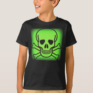 GRÜNER TOTENKOPF MIT GEKREUZTER KNOCHEN-NEONDRUCK T-Shirt