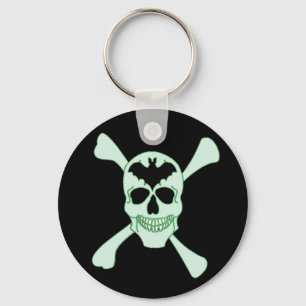 Grüner Totenkopf- und Kreuzknochen-Schlüsselanhäng Schlüsselanhänger