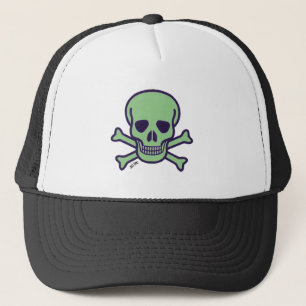 Grüner Totenkopf weiß und schwarzer Schaumstoff-Tr Truckerkappe