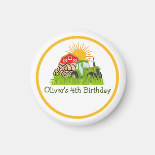 Grüner Traktor Boys Themed Birthday Party Magnet