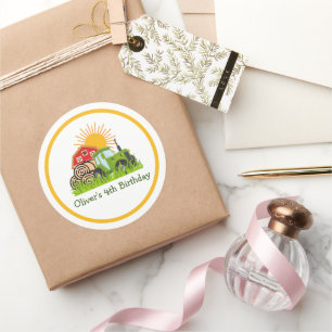 Grüner Traktor   Boys Themed Birthday Party Runder Aufkleber