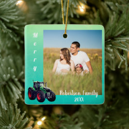 Grüner Traktor Keramikornament