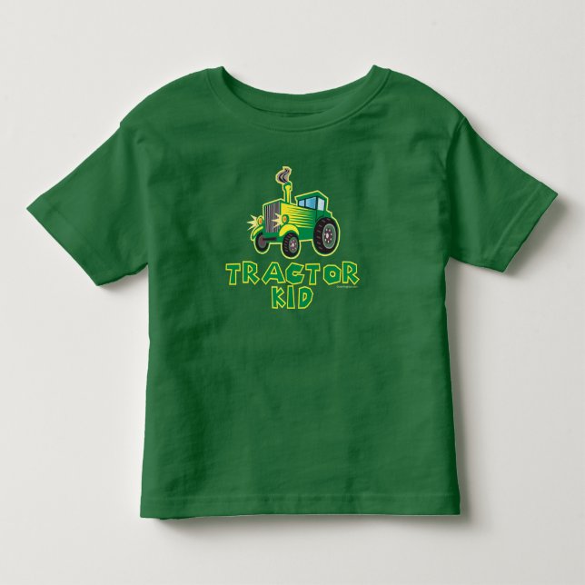 Grüner Traktor Kleinkind T-shirt (Vorderseite)