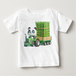 Grüner Traktor mit Panda und Bamboo Baby T-shirt