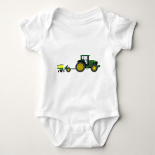 Grüner Traktor mit Pflanzer-Wagen Baby Strampler