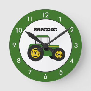 Grüner Traktor, Personalisierte Rundlaufuhr Runde Wanduhr