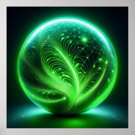 Grüner, transparenter Glaskugel mit Heckklappe Poster