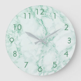 Grüner trendiger Marmor Große Wanduhr